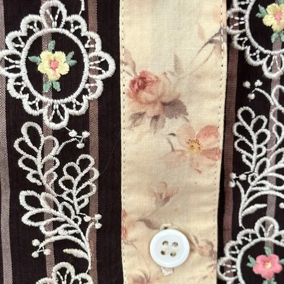 Floral Embroidered Brown Blouse - Picture 10 of 15